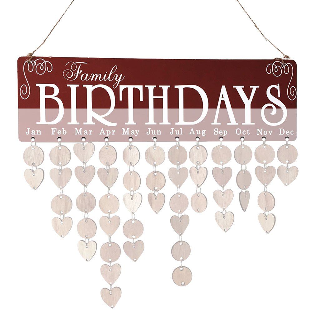 

DIY Thicken Wood Calendar Birthday Reminder Board, Light pink