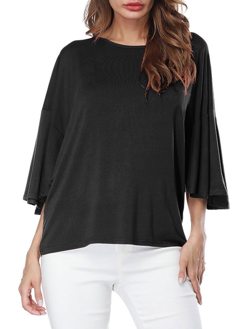 

Casual Drop Shoulder Butterfly Sleeve T-shirt, Black