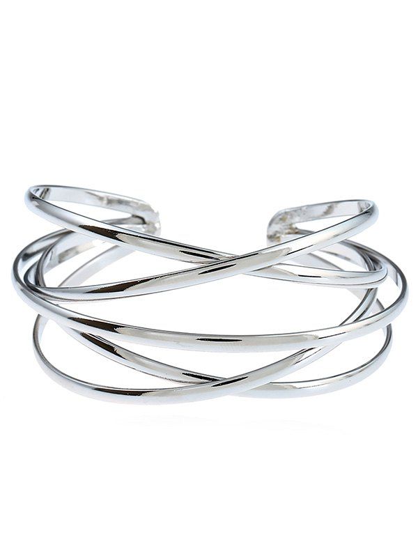 

Alloy Simple Multilayered Geometric Cuff Bracelet, Silver