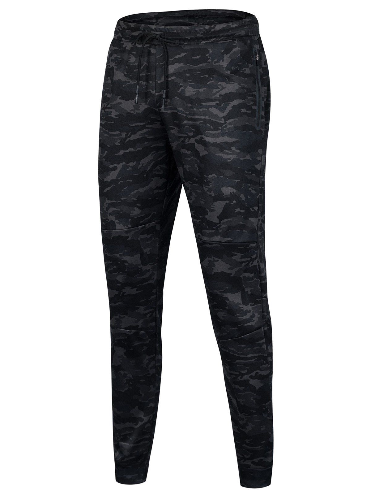 

Drawstring Sports Camo Jogger Pants, Black