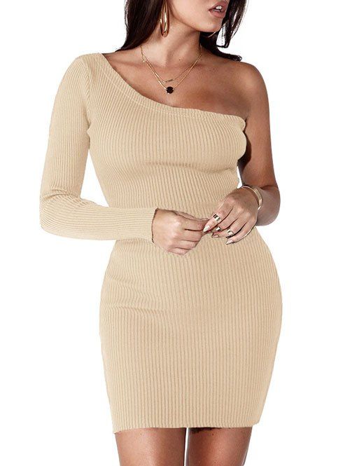 ribbed one shoulder dress