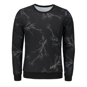 

Lightning Print Mesh Overlay Sweatshirt, Black