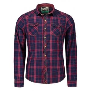 

Plaid Flap Pockets Shirt, Blue/red