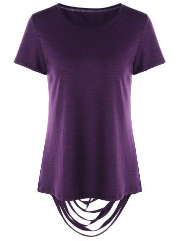 

Short Sleeve Ripped Tee, Purple