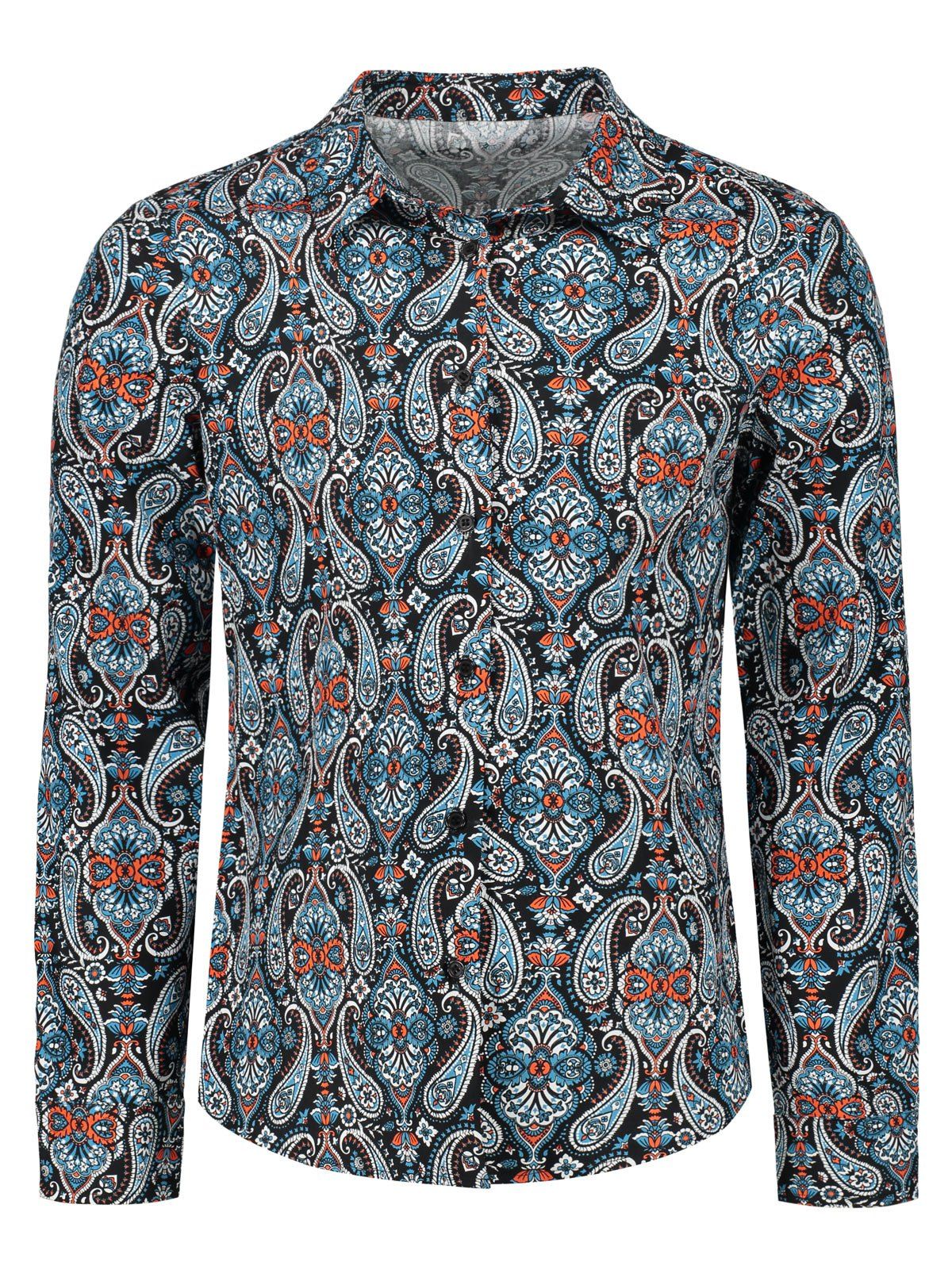 [67% OFF] Ethnic Paisley Print Long Sleeve Shirt | Rosegal