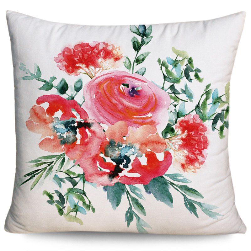 [34 OFF] Vintage Hand Drawn Flowers Pattern Decorative Pillow Case Rosegal