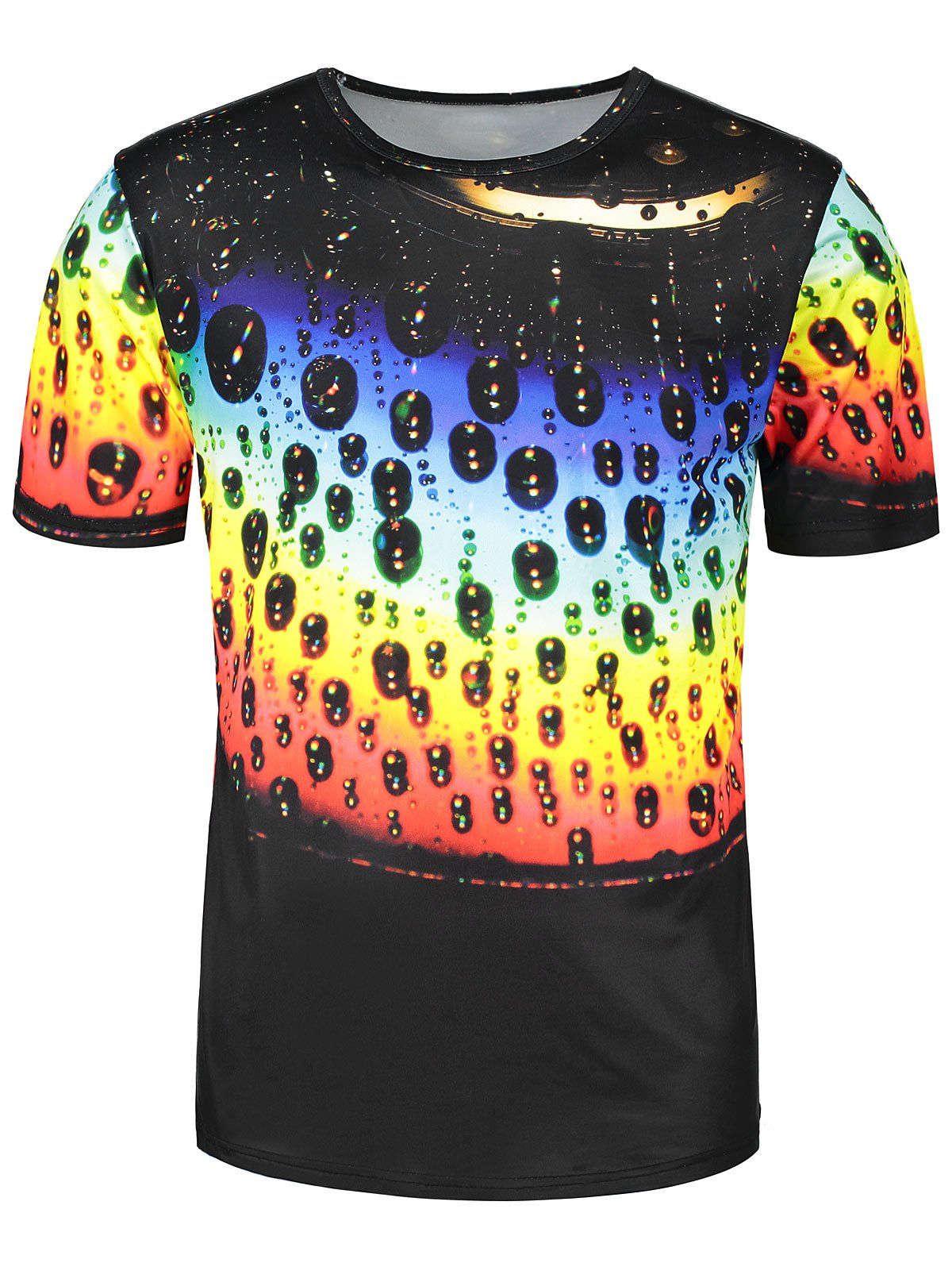 

Colorful Waterdrip Print Short Sleeve T-shirt, Colormix