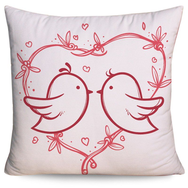 

Valentine's Day Love Birds Heart Pattern Pillowcase, Colormix