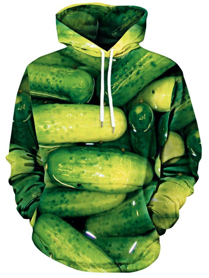 

Cucumber Pattern Kangaroo Pocket Hoodie, Green