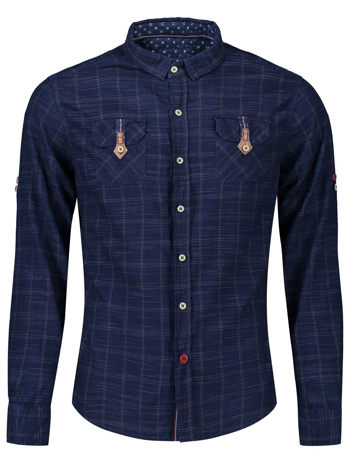 Chemise à poches à rabat à carreaux Bleu et Jaune 2XL
