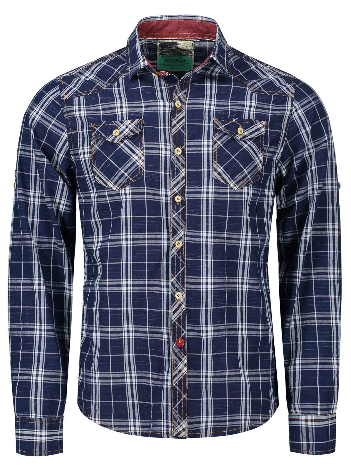 Plaid Flap Pockets Shirt, Blue and white
