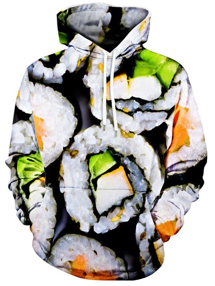 

Gimbap Print Kangaroo Pocket Hoodie, Colormix