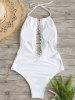 Maillot de Bain Dos Bas avec Découpe et Embelli de Perles -  