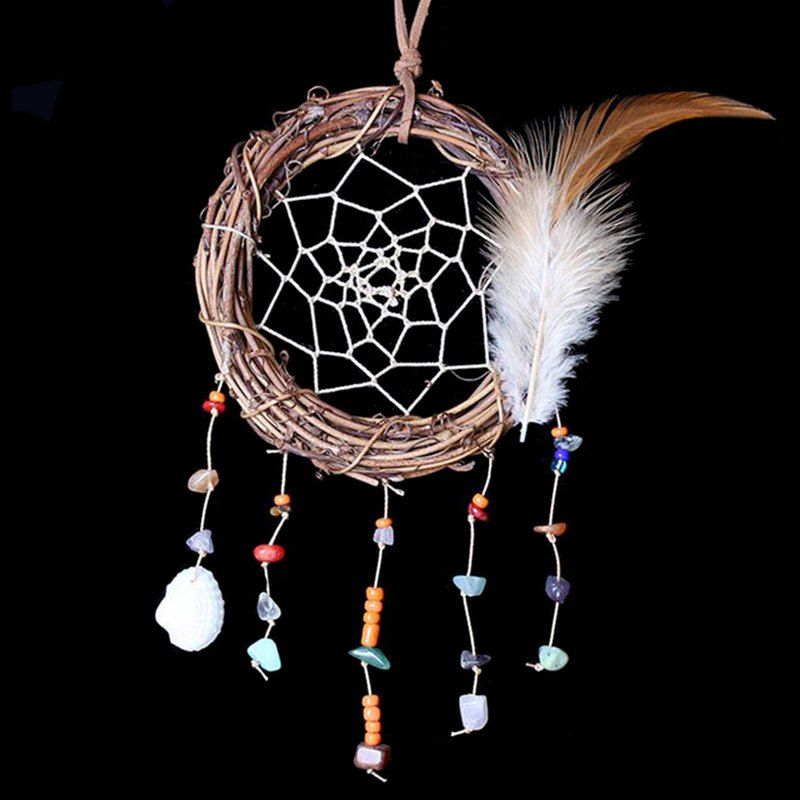 2018 Feather Vine Circle Shell Hanging Handmade Dream Catcher In Outfit Feather Vine Circle Shell Hanging Handmade Dream Catcher