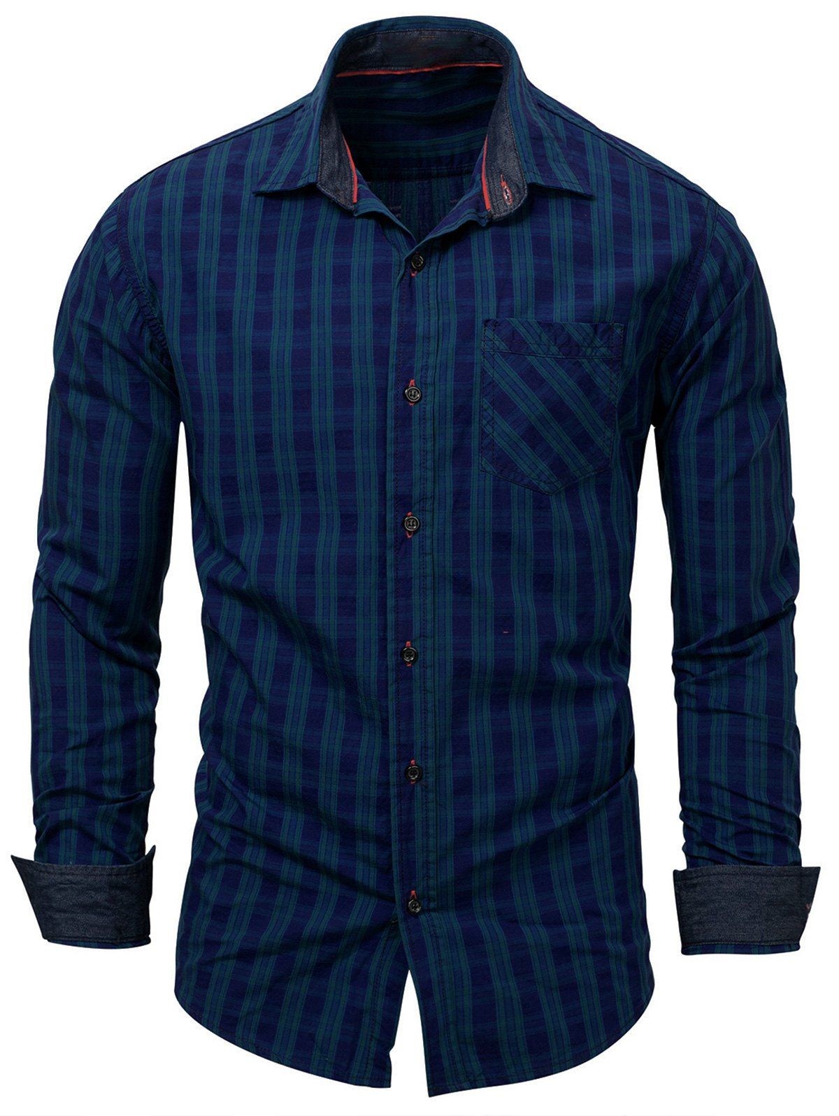 

Long Sleeved Checked Pocket Shirt, Blue