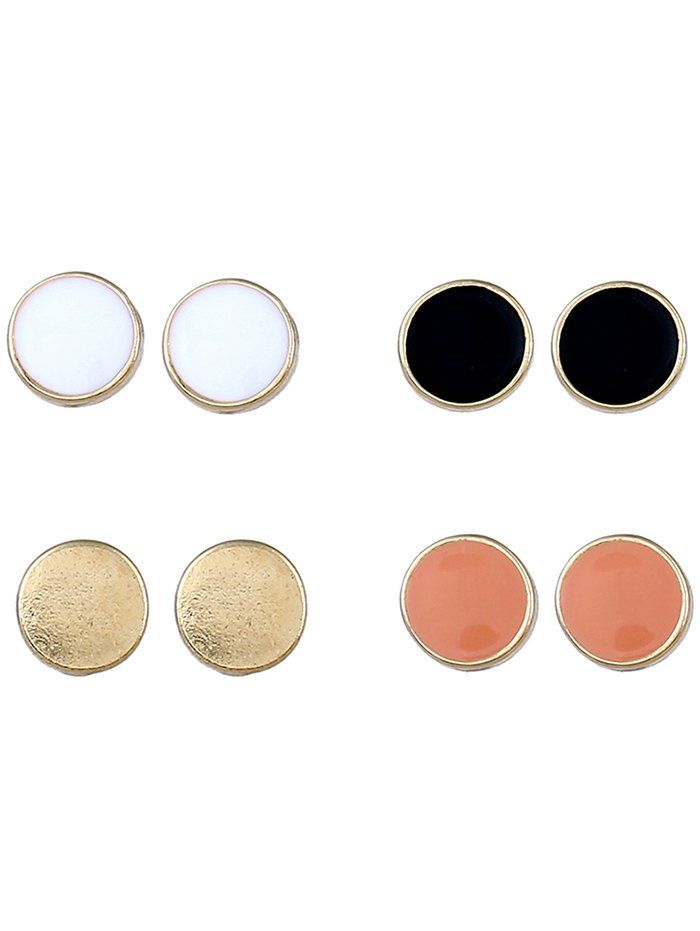 

Alloy Round Stud Earrings Set, Colormix