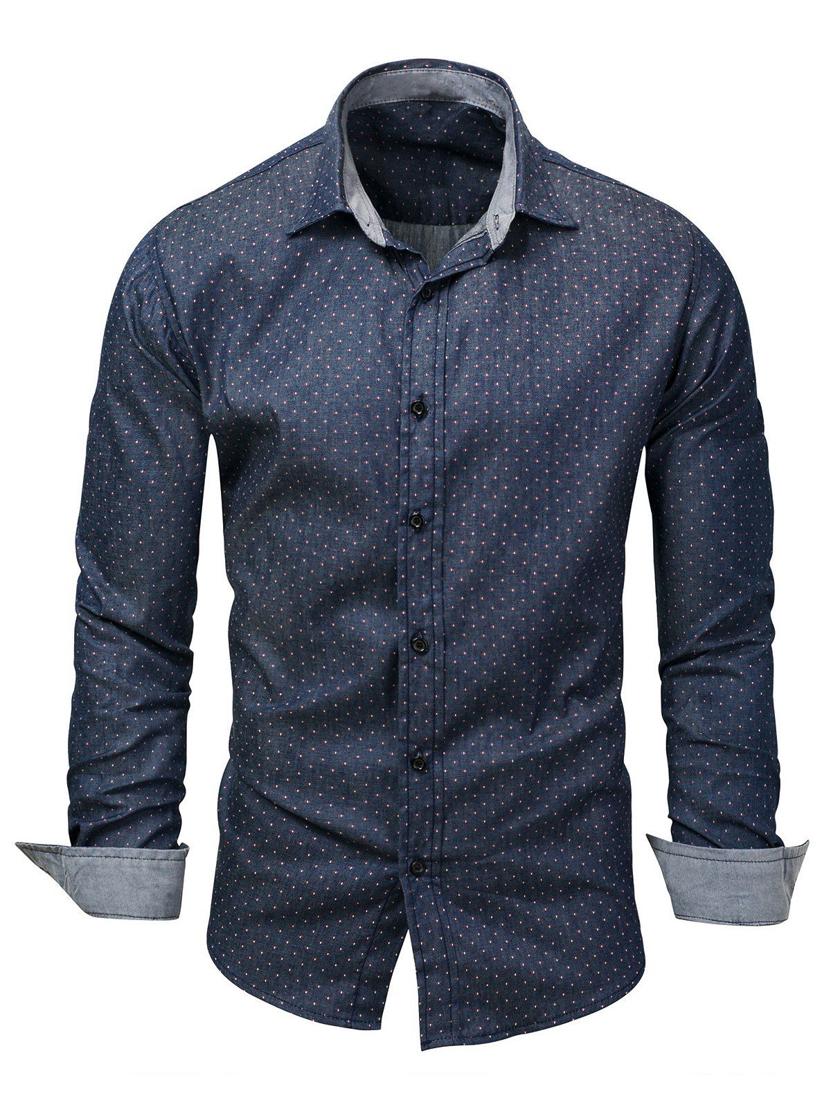 

Polka Dot Casual Long Sleeve Shirt, Blue