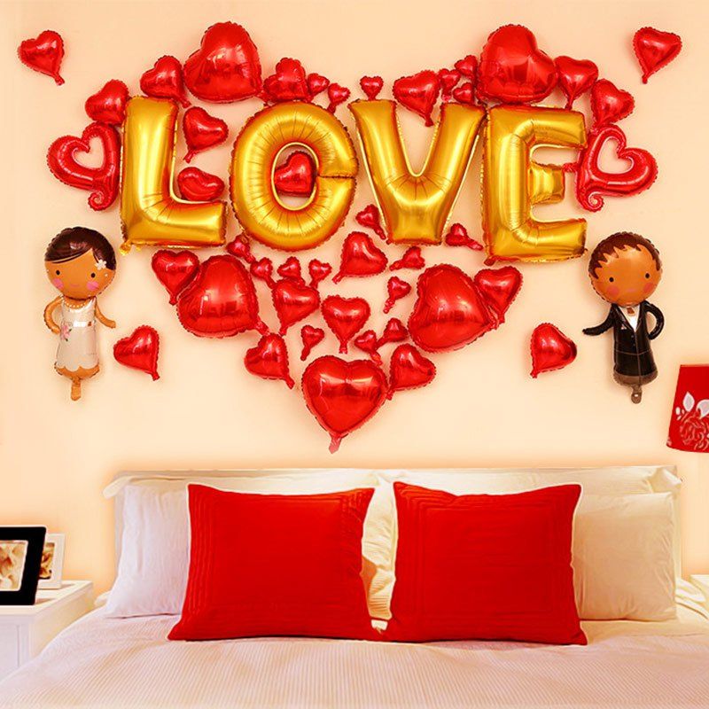 

Wedding Party Decoration Love Hearts Shaped Balloons Set, Red