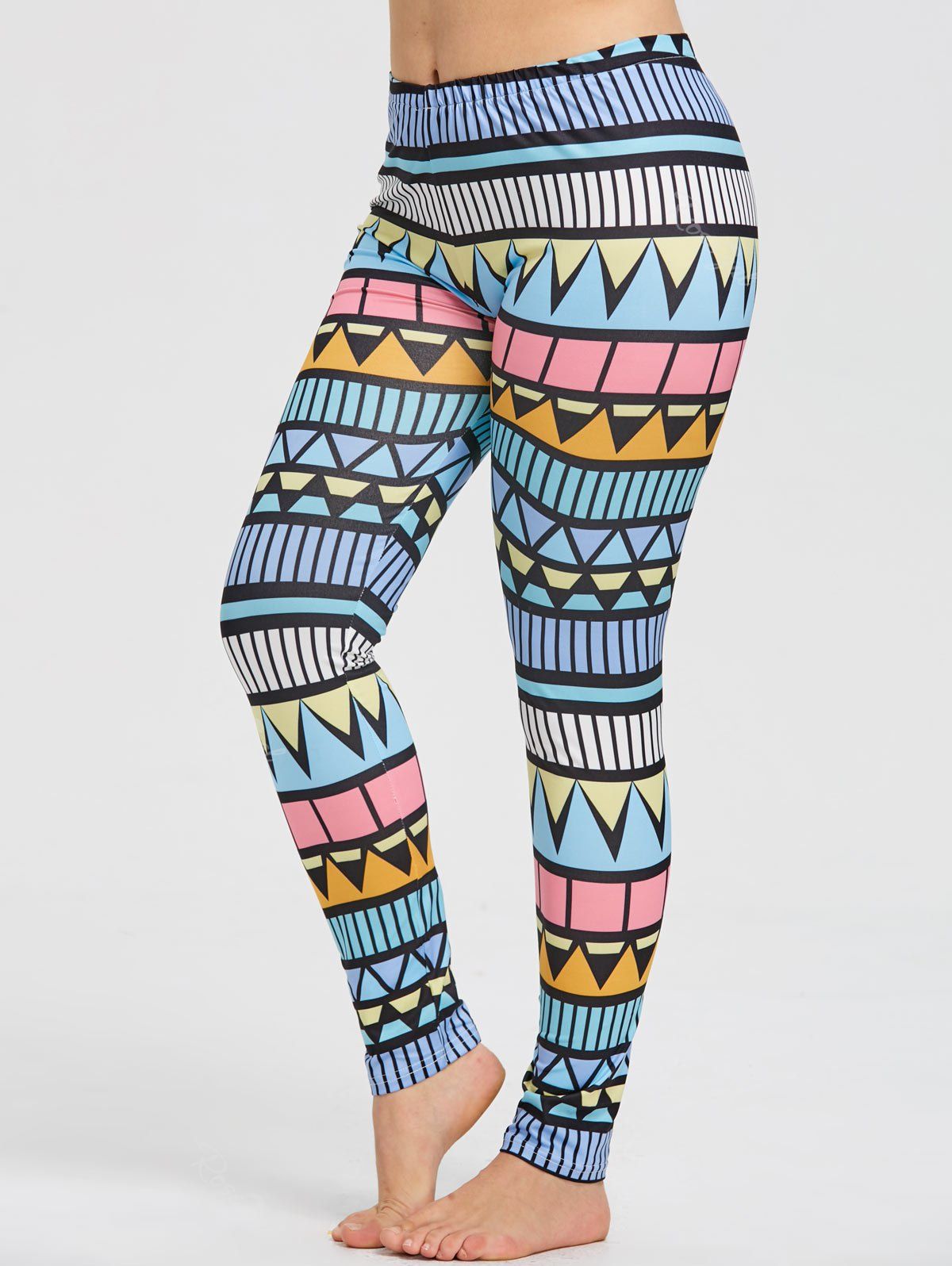 

Plus Size Triangle Print Running Tights, Multicolor