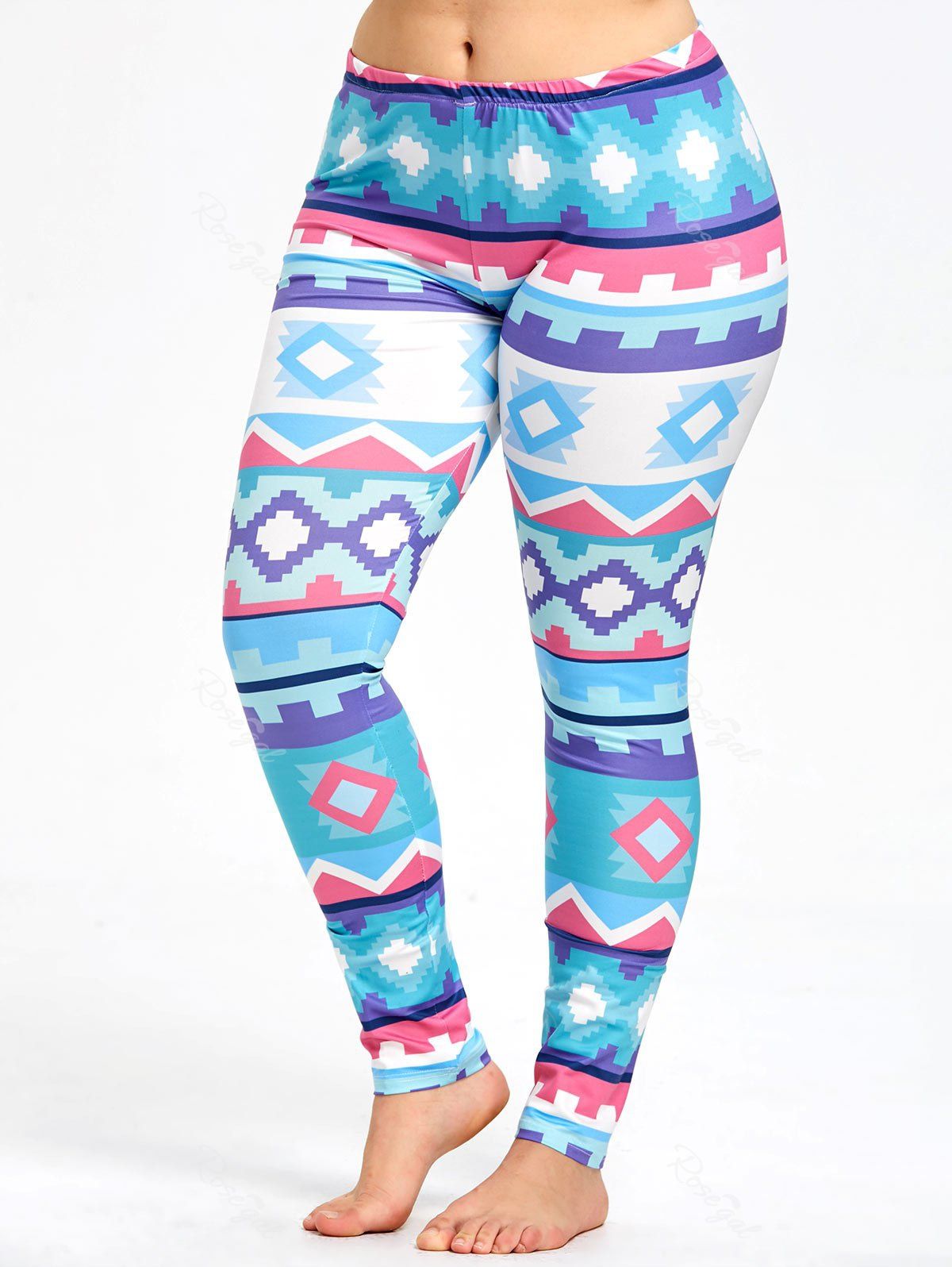 

Fresh Plus Size Geometric Pattern Sports Leggings, Multicolor