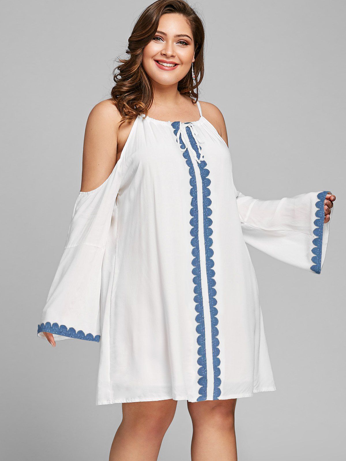

Plus Size Cold Shoulder Dress, White