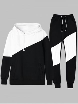 Two Tone Drawstring Hoodie and Sweatpants