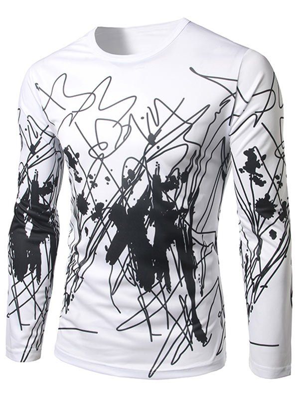 

Long Sleeve Scrawl Printed Tee, White