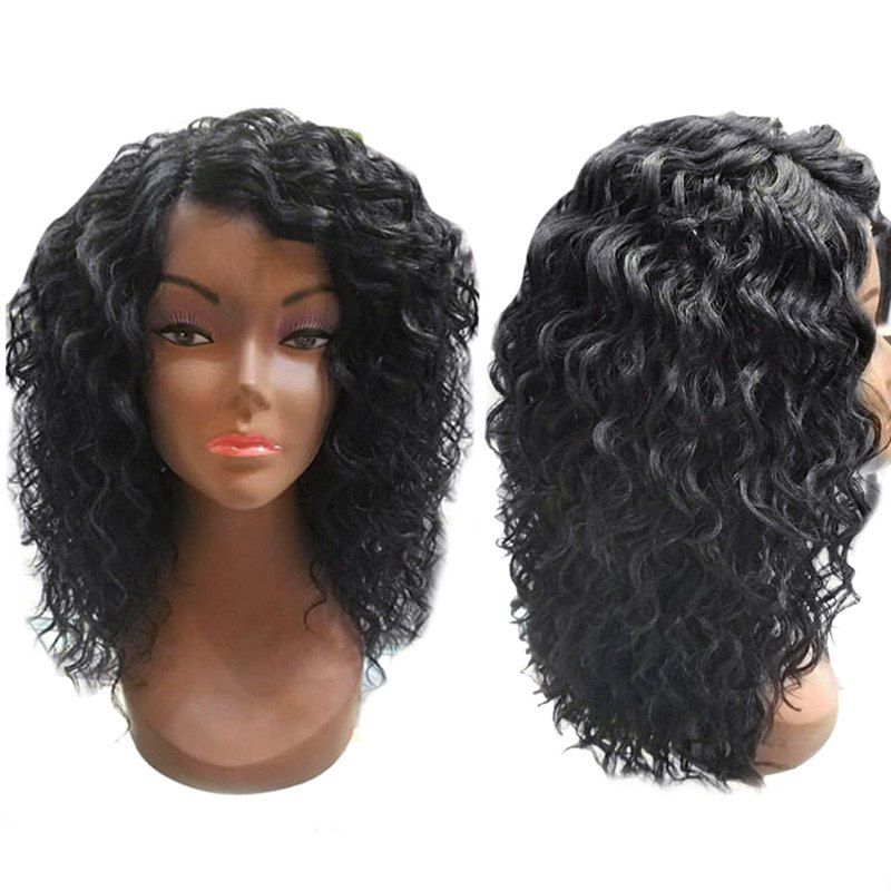 

Medium Side Parting Water Wave Capless Synthetic Wig, Natural black