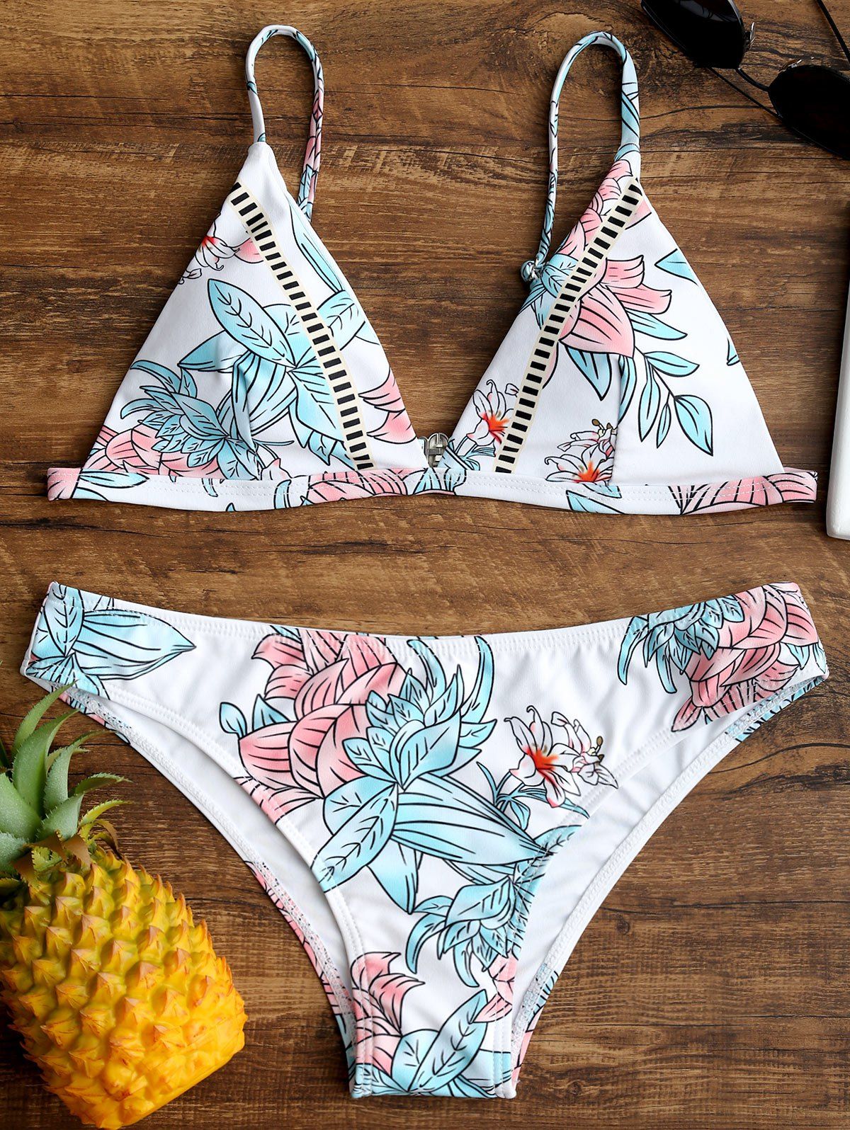 

Micro Flower Pattern Bikini Set, Colormix