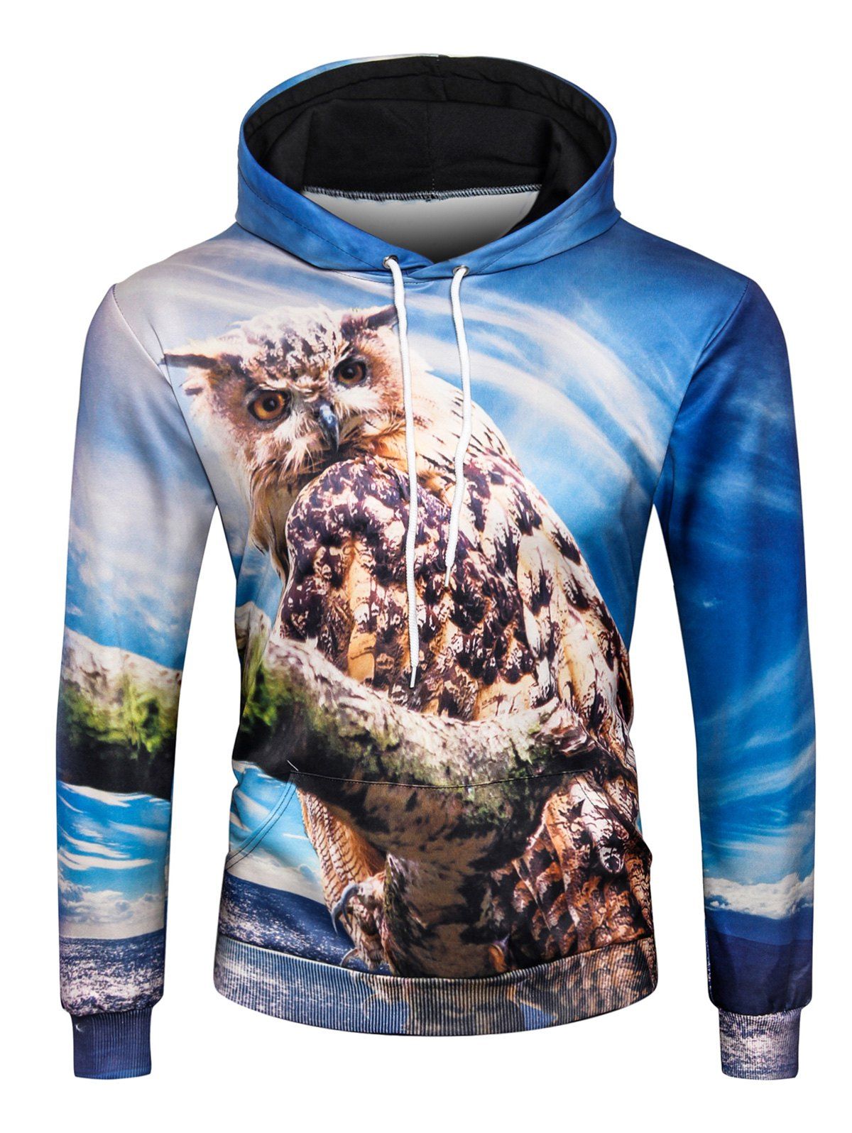 

Owl 3D Print Pullover Hoodie, Colormix