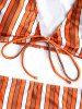 Maillot de Bain Bikini à Rayures et Col Plongeant -  