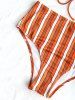 Maillot de Bain Bikini à Rayures et Col Plongeant -  