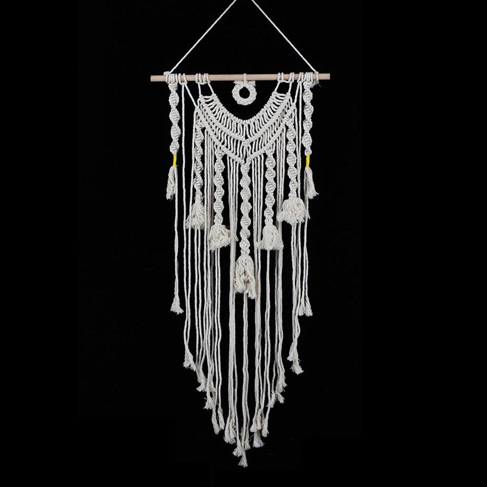 

Handmade Fringed Cotton Woven Wall Hanging Art Decoration, Off-white