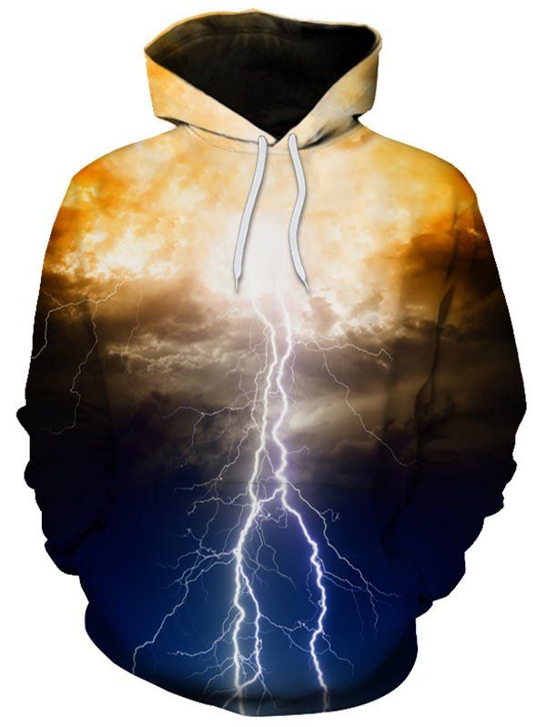 

Lightning 3D Print Kangaroo Pocket Pullover Hoodie, Colormix
