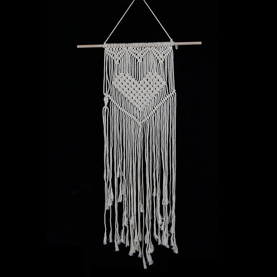 

Handmade Heart Woven Wall Hanging Art Decor, Off-white