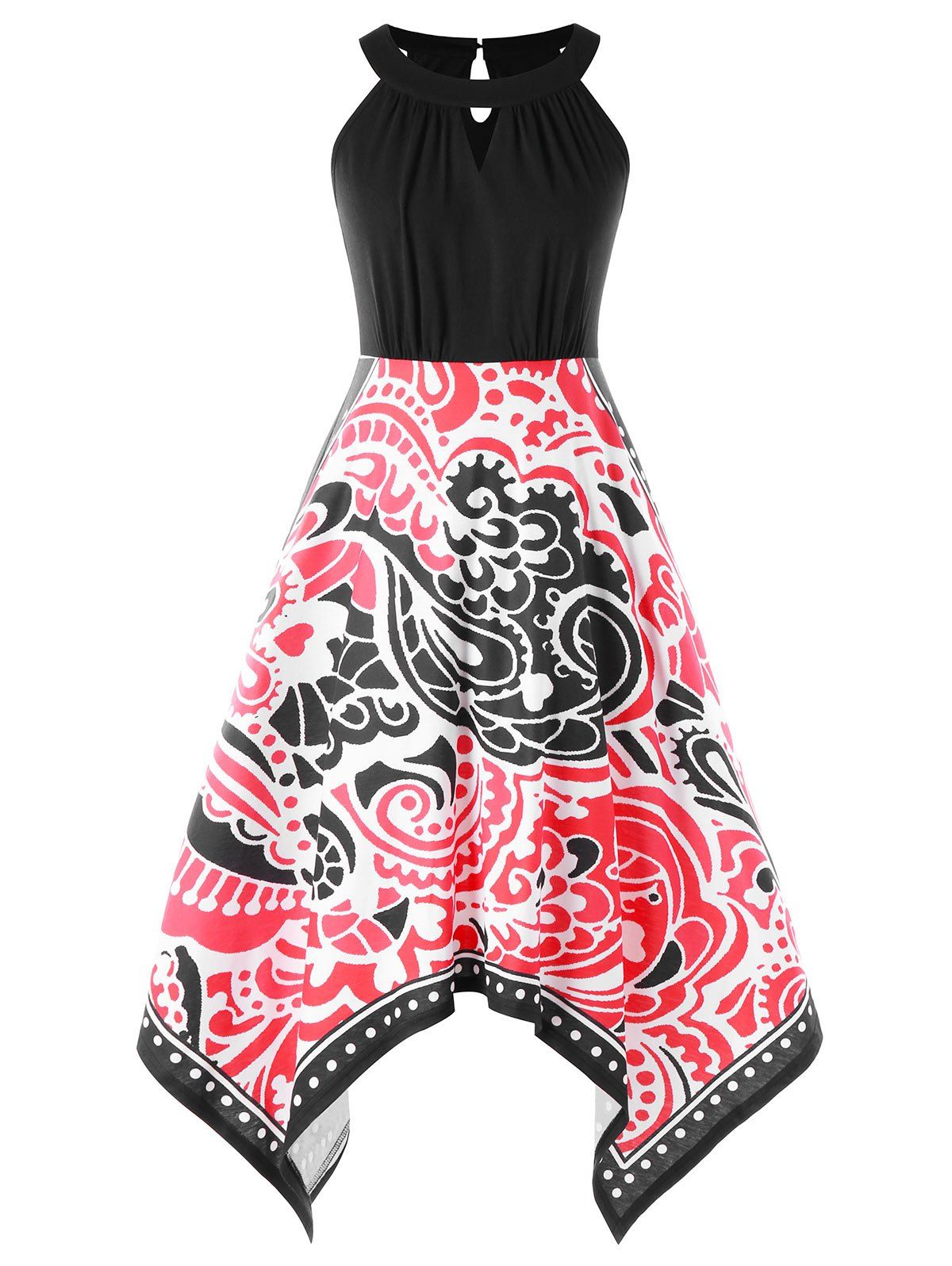

Tribal Printed Handkerchief Dress, Black