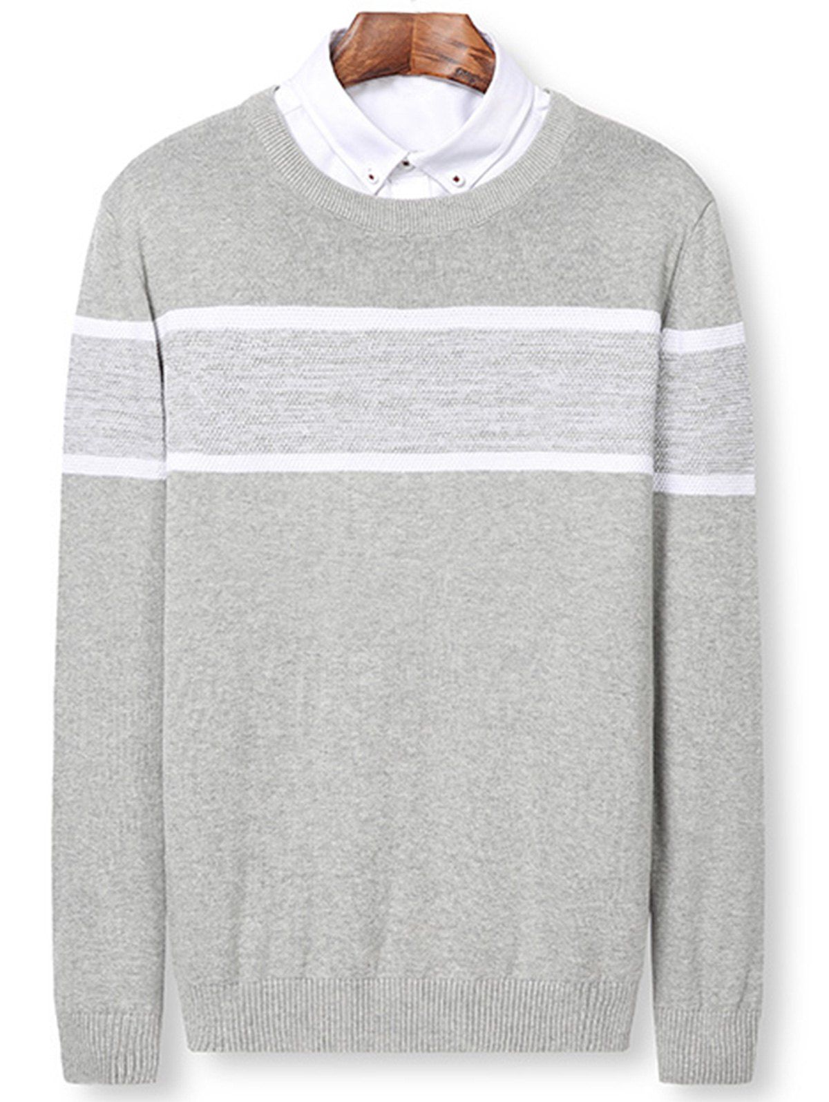 

Color Block Panel Pullover Sweater, Light gray