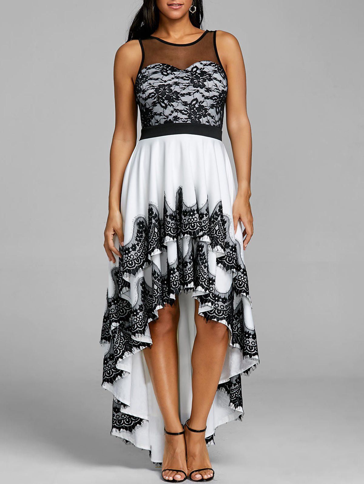 [40 OFF] Cascading High Low Hem Maxi Dress Rosegal