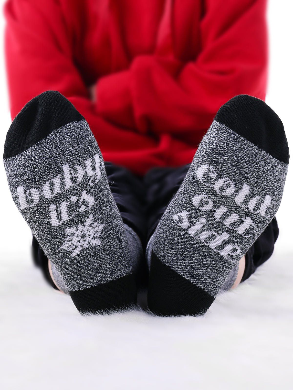 

Pair Of Graphic Letter Print Contrast Socks, Gray