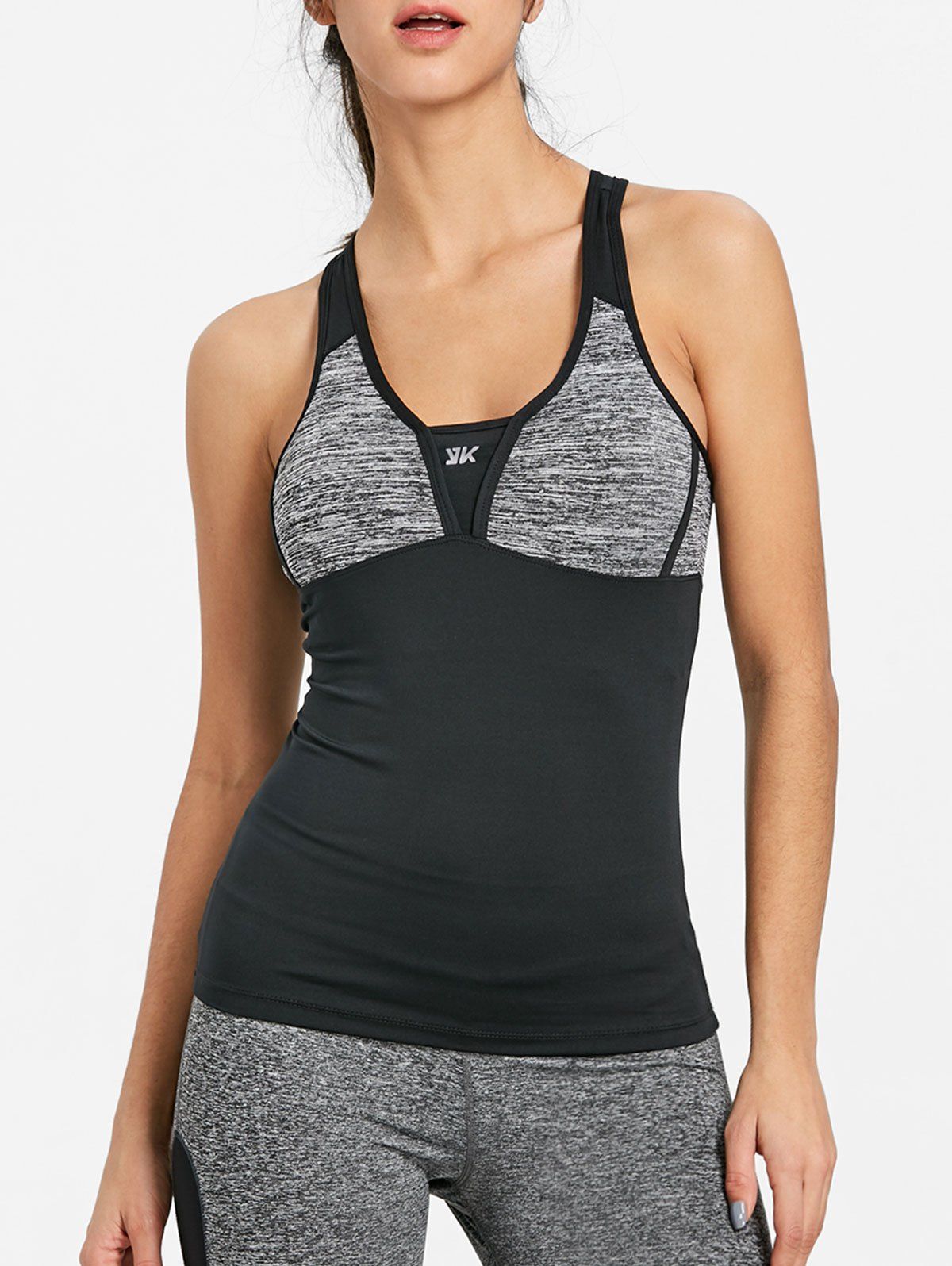 

Racerback Color Block Sports Tank Top, Feather gray