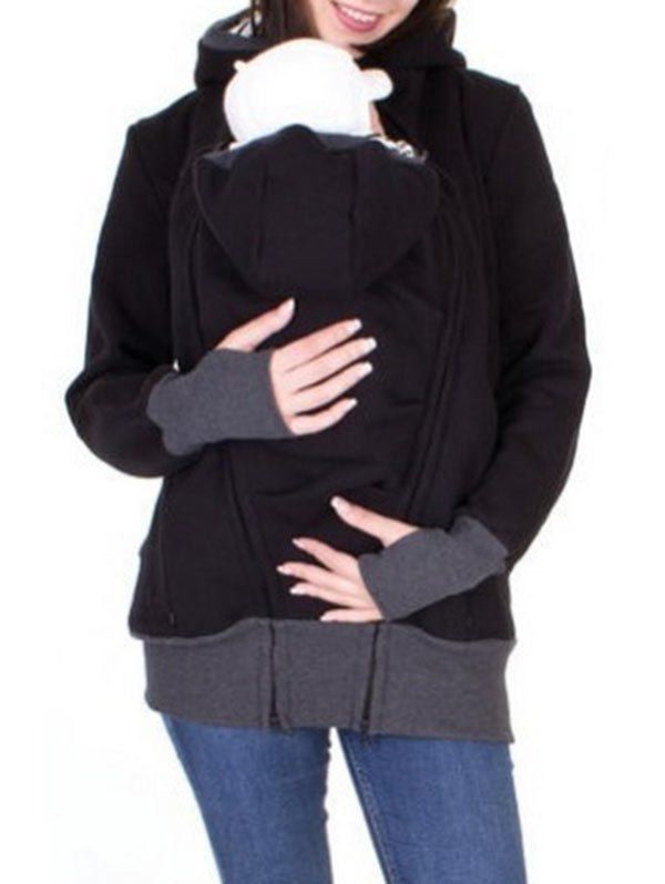 

Zip Up Baby Holder Hoodie, Black