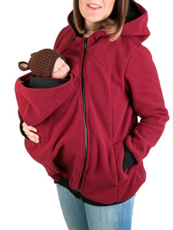

Baby Pouch Zip Up Hoodie, Red