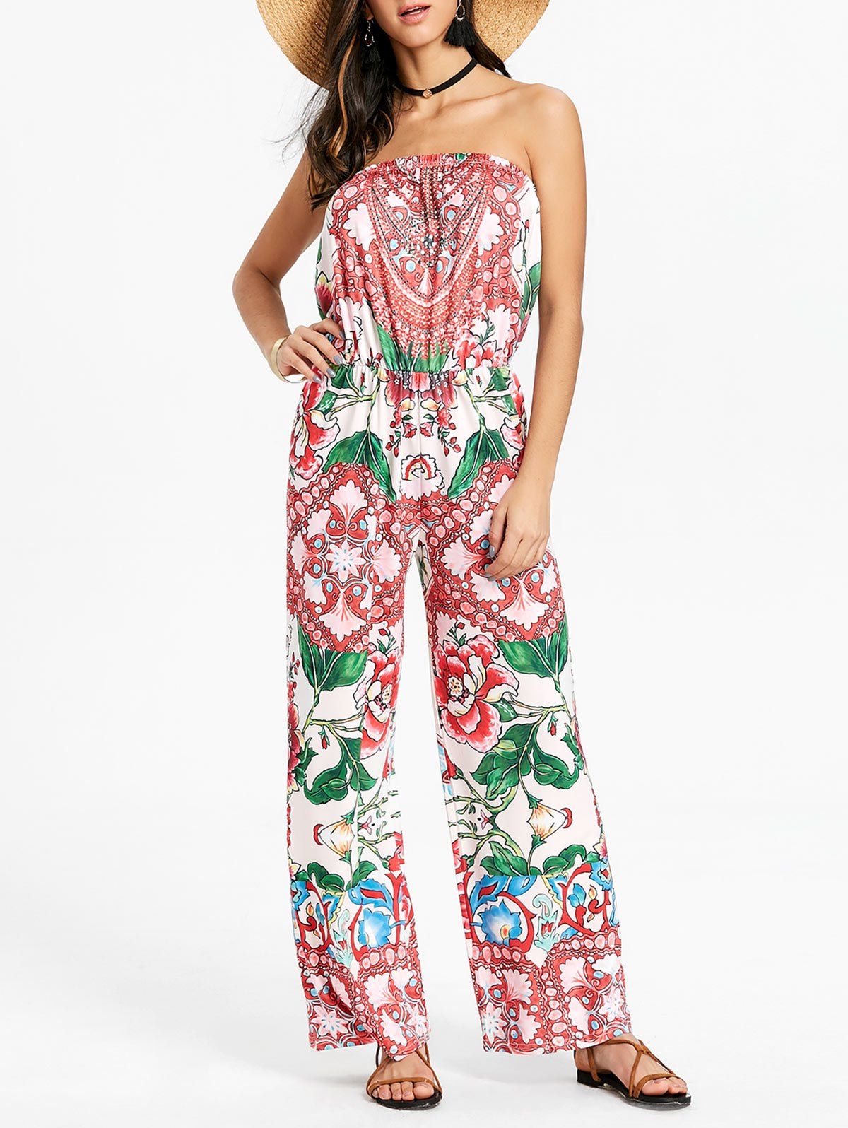 floral tube jumpsuit