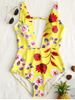 One Piece Floral Plunge Neck Swimsuit -  