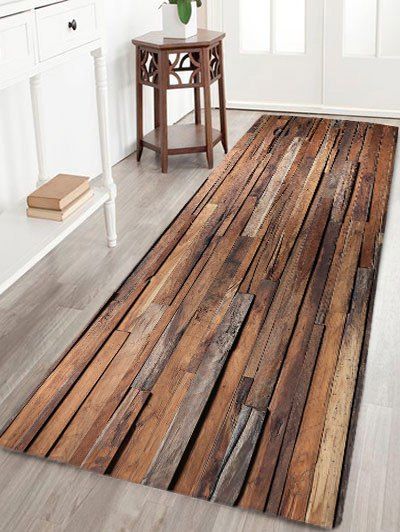 

Uneven Wood Pattern Flannel Antiskid Bath Mat, Wood color