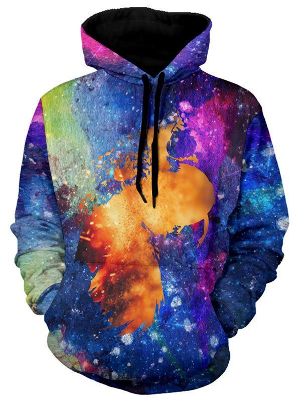 

Kangaroo Pocket Pullover Galaxy Hoodie, Colormix