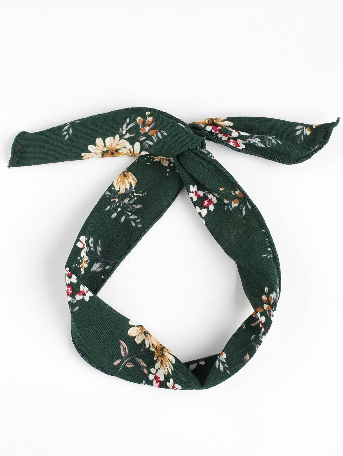 

Flower Printed Vintage Headband, Blackish green
