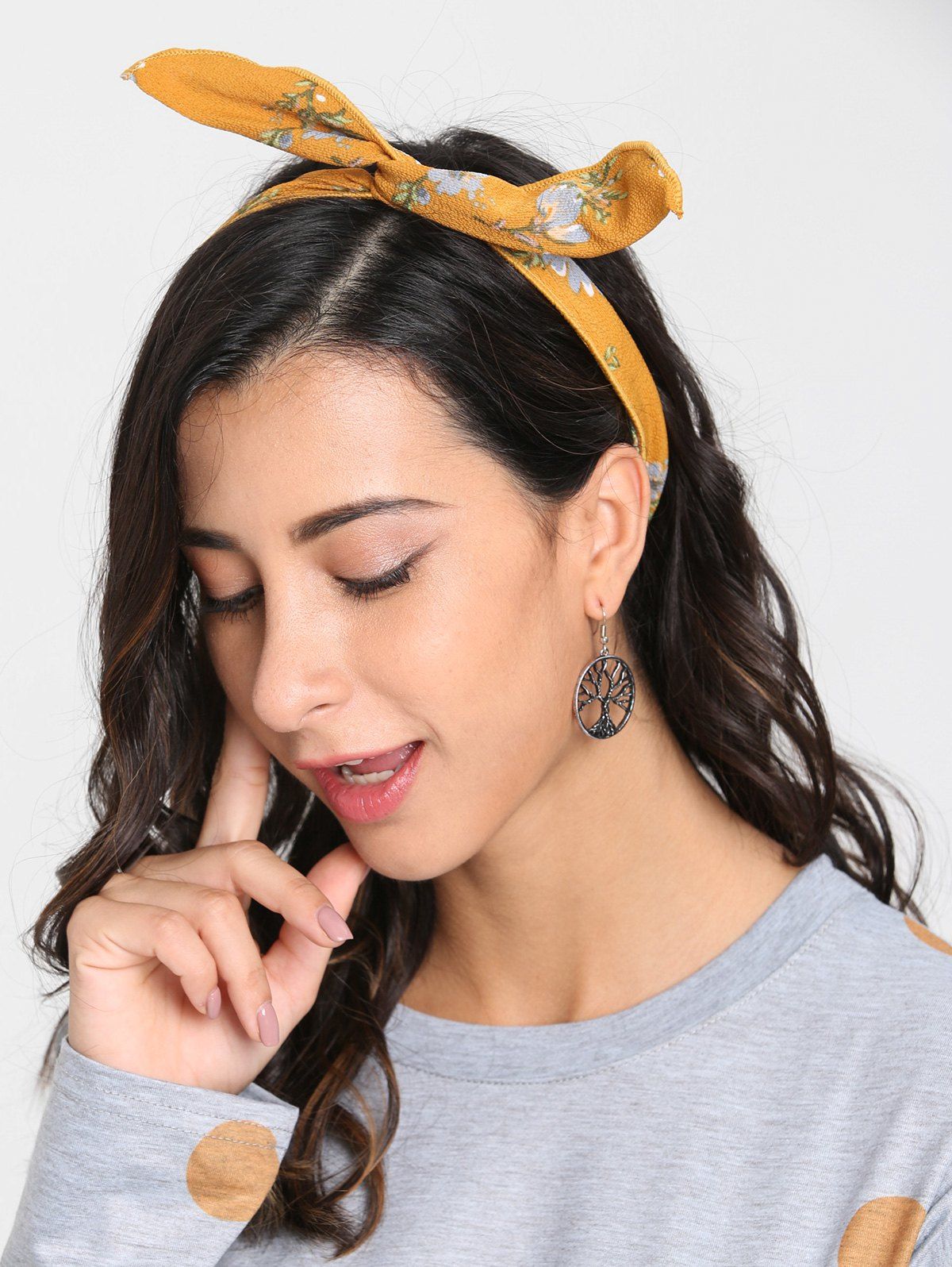 

Flower Printed Vintage Headband, Yellow