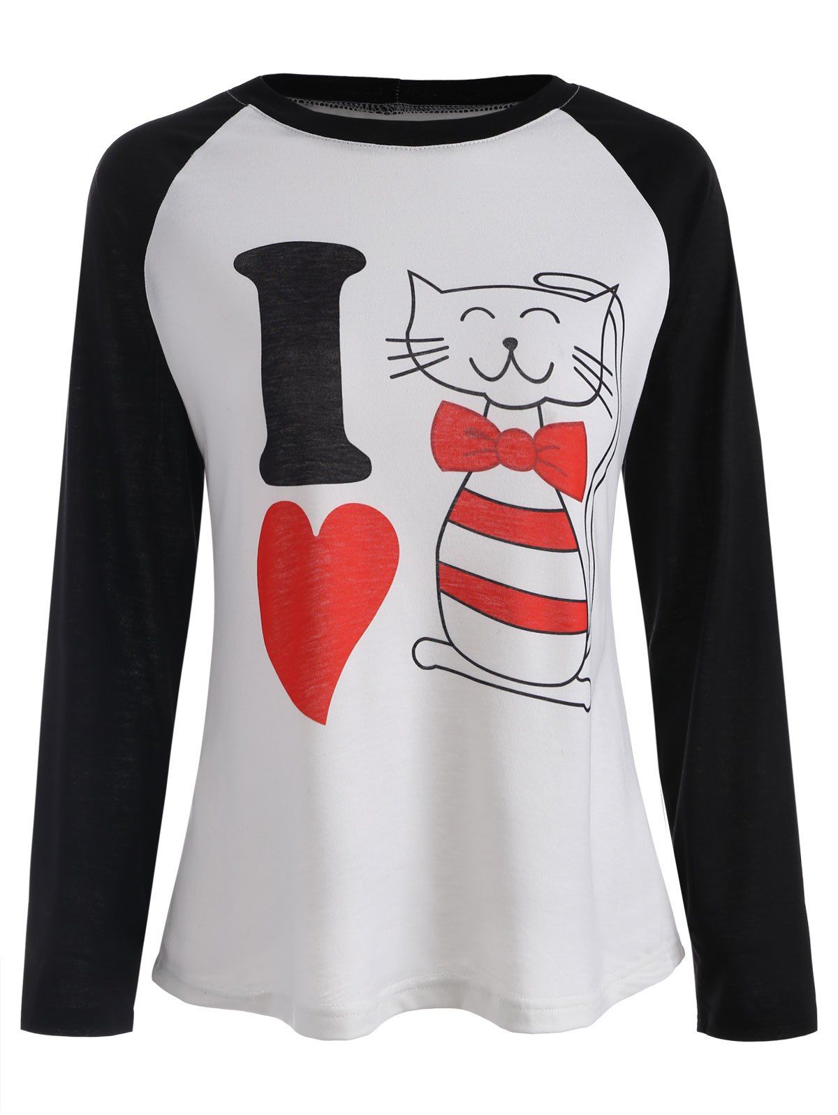 

Raglan Sleeve I Love Kitty Valentine T-shirt, White