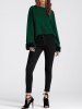 Pull-over avec Empiècements de Fausse Fourrure et Epaules Fléchissantes - Vert Armée  S